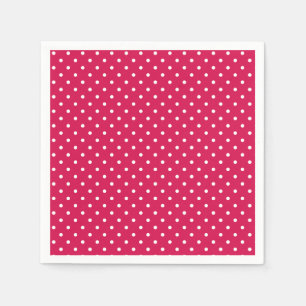 Classic Polka Dot White - Raspberry Red Napkin