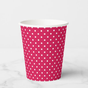 Classic Polka Dot White - Raspberry Red Paper Cups