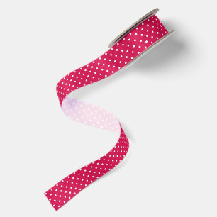 Classic Polka Dot White - Raspberry Red Satin Ribbon