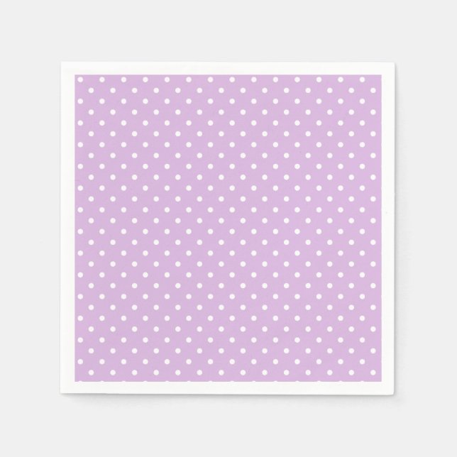 Classic Polka Dot White - Soft Lilac Napkin (Front)