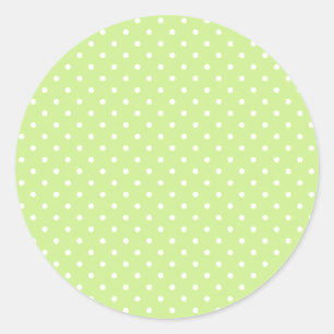 Classic Polka Dot White - Spring Green Round Sticker