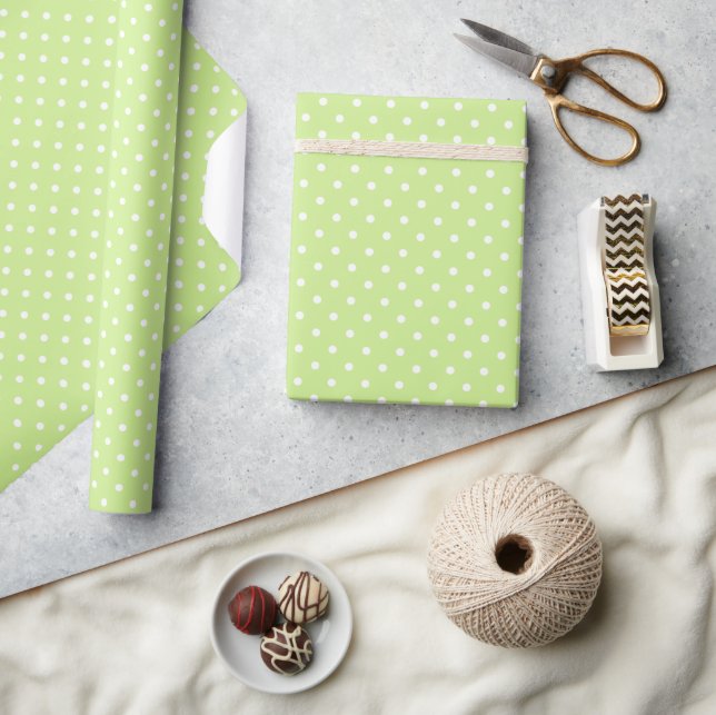 Classic Polka Dot White - Spring Green Wrapping Paper (Crafts)