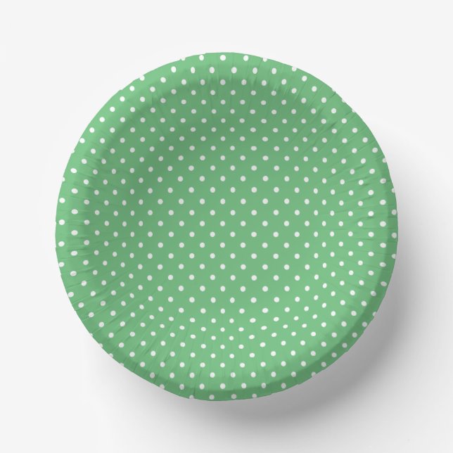 Classic Polka Dot White - Summer Green Paper Plate (Front)