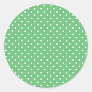 Classic Polka Dot White - Summer Green Round Sticker