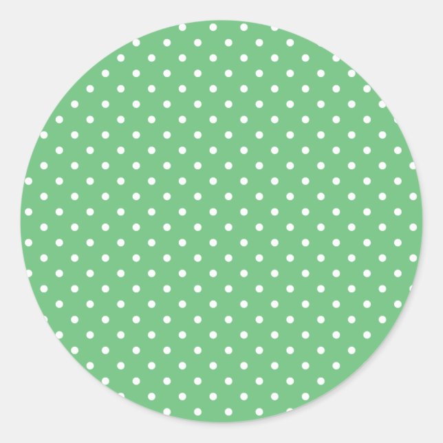 Classic Polka Dot White - Summer Green Round Sticker (Front)