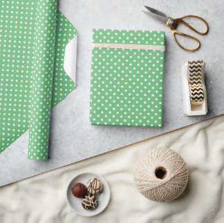 Classic Polka Dot White - Summer Green Wrapping Paper