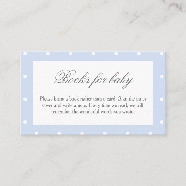Classic Polka Dots Bow Baby Shower Books For Baby Enclosure Card (Front)