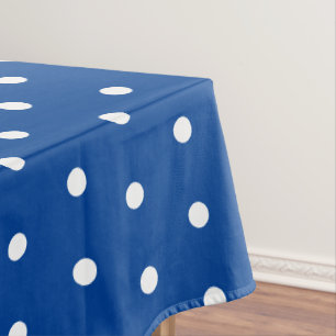 Classic Polka Dots Navy Blue and White Tablecloth