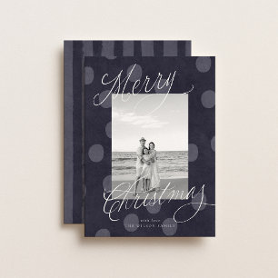 Classic Polkadot Blue Family Photo Holiday Card