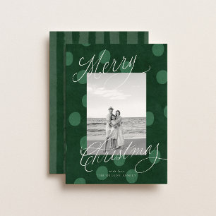 Classic Polkadot Green Family Photo Holiday Card