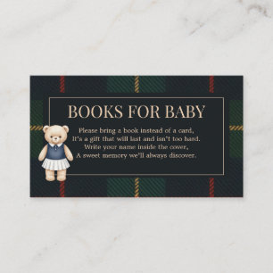 Classic Polo Teddy Bear Preppy Plaid Baby Shower Enclosure Card