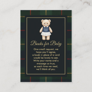 Classic Polo Teddy Bear Preppy Plaid Baby Shower  Enclosure Card