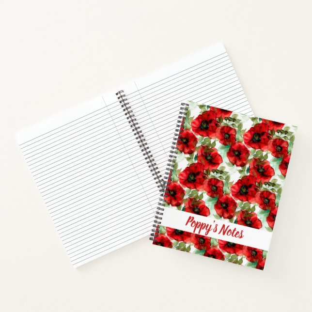 Classic Poppy Pattern Name Notebook (Inside)