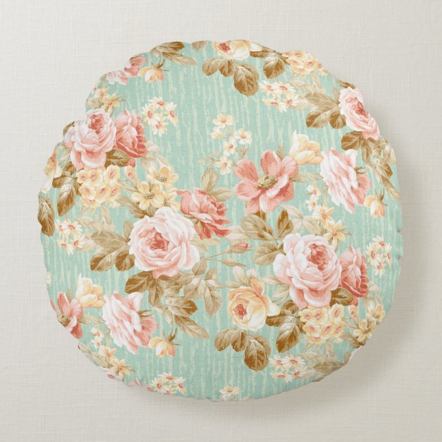 Classic Popular Flower Seamless pattern background Round Cushion (Front)