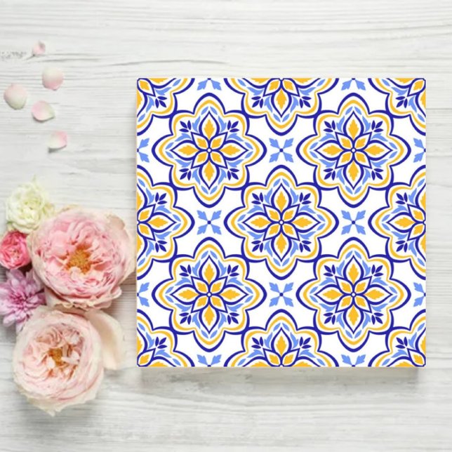 Classic Portuguese Blue and Gold Mediterranean Flo Tile (Creator Uploaded)