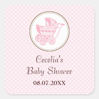 Classic Pram Baby Shower Sticker