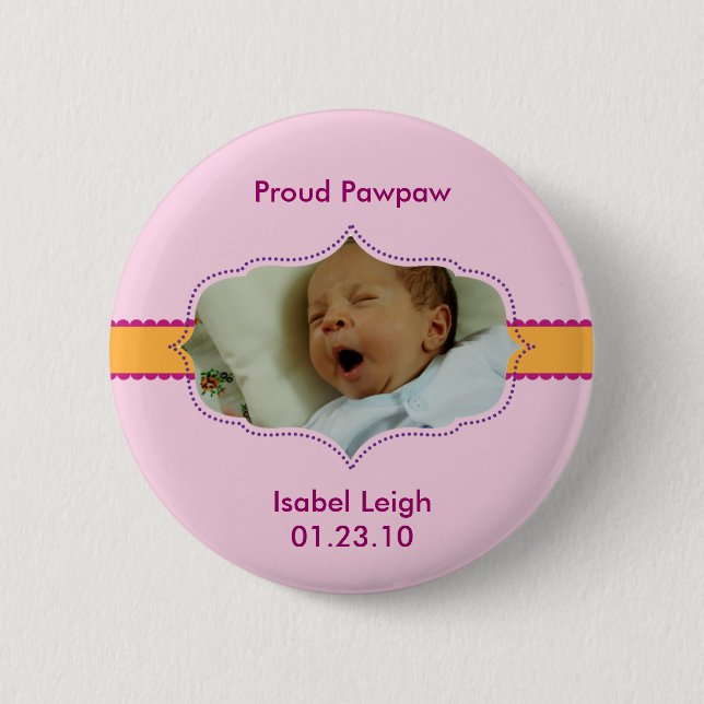 "Classic Prep" Photo Girl Baby Button (Front)
