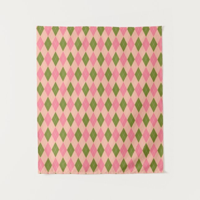 Classic Preppy Argyle in Pretty Pink and Green Tapestry (Front)