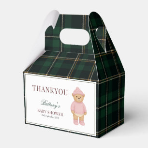 Classic Preppy Bear Designer Plaid Baby Shower Favour Box