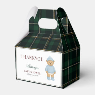 Classic Preppy Bear Designer Plaid Baby Shower Favour Box