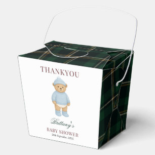 Classic Preppy Bear Designer Plaid Baby Shower Favour Box