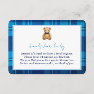 Classic Preppy Blue Plaid Bear Books for Baby Enclosure Card