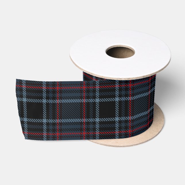 Classic Preppy Blue Tartan Plaid Pattern Satin Ribbon (Spool)