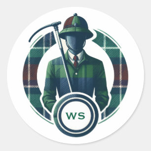 Classic Preppy Charm Monogram Round Sticker