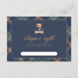 Classic preppy Diaper Raffle Baby Shower 3.5x5 Enclosure Card
