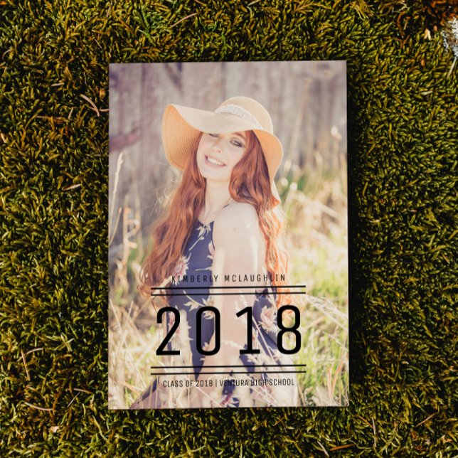 Classic Preppy Graduation Photo Invite | Black (Classic Preppy Graduation Photo Invite - Black)