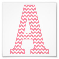 Classic Preppy Pink Chevron Letter A Monogram