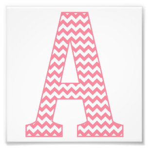 Classic Preppy Pink Chevron Letter A Monogram Photo Print