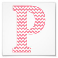 Classic Preppy Pink Chevron Letter P Monogram