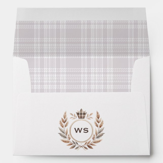 Classic Preppy Plaid Monogram Birthday Party Envelope (Back (Bottom))