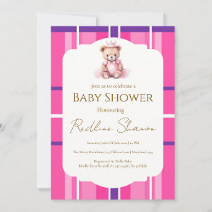 Classic Preppy Teddy Bear Baby Shower Invitation