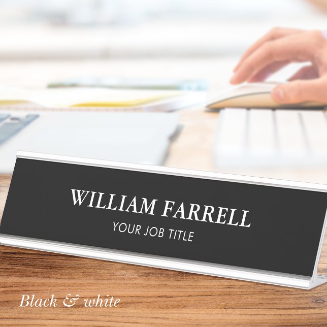 Classic Professional Black White Office Desk Name Plate (Creator Uploaded)