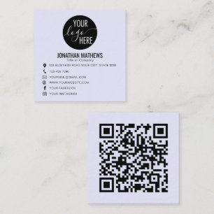 Classic Professional Company Logo QR Code Lavender Square Business Card