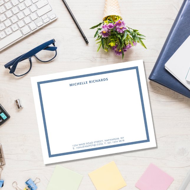 Classic Professional Dusty Blue Border Stationery Card (Creator Uploaded)