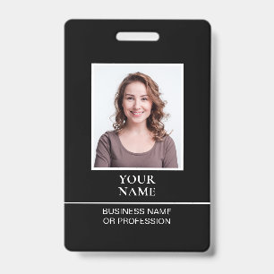 Classic Professional ID Black White Security  Badge