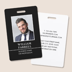 Classic Professional ID Black White Security ID Badge
