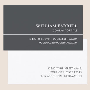 Classic Professional Luxury Dark Grey White Business Card