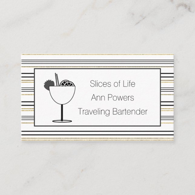 Classic Professional Minimalist Bartender Business Card (Front)