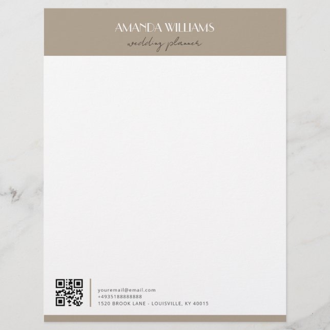 Classic Professional QR Code Customized Letterhead (Front)