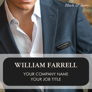 Classic Professional Traditional Black Ivory Name Tag