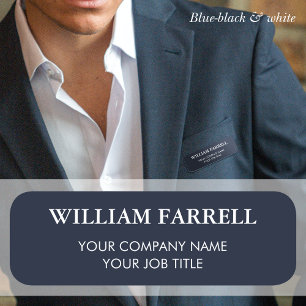 Classic Professional Traditional Blue-Black White Name Tag