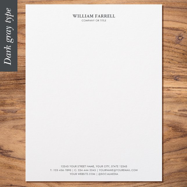 Classic Professional Traditional Dark Grey Custom Letterhead (Creator Uploaded)