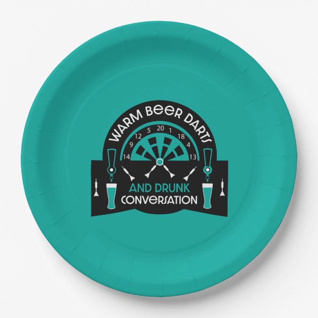 Classic Pub Darts Paper Plate (Front)