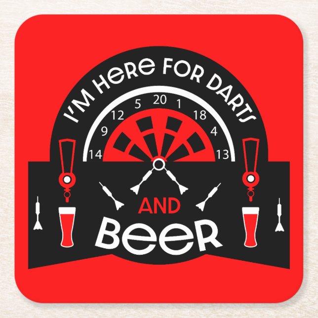 Classic Pub Darts Square Paper Coaster (Front)