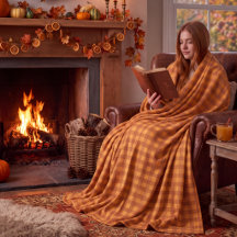 Classic Pumpkin Fall Autumn Gingham Plaid Check