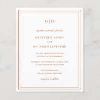 Classic Pumpkin Orange Budget Wedding Invitation
